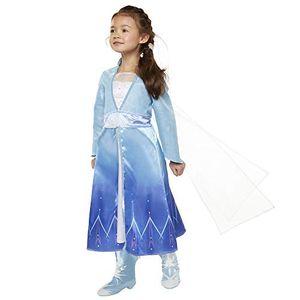 Disney Frozen 206982-PC1PB 2 Elsa Adventure Girls Role-Play Dress Features Ice Crystal Winged Cape, Sleek Dress Cut with Glittery, Frosty Trim - Fits Sizes 4-6X, For Ages 3+