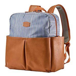 JJ Cole Popperton Boxy Backpack Diaper Bag, Ticking Stripe