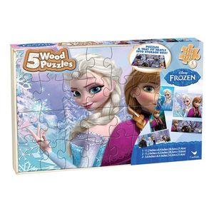 Disney Frozen 5 Wood Puzzles in Wood Storage Box