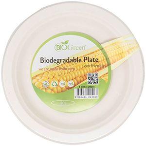 Biogreen Disposable Plate, Milky White, 6"", Pack of 20, BD-6BP20
