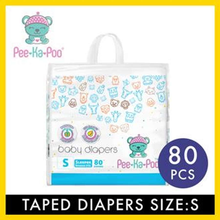 Pee-Ka-Poo Taped Diaper Small S (5-8kg) 80Pcs (1 Packs x 80pcs)