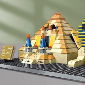 World famous building Egyptian pyramid childrens building block toy decoration model 624PCS+ [gift 2 meters light + tool set]