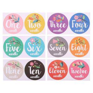 ✪【Babiesrus】First Year Baby Monthly Milestone Photo Sharing Baby Belly Stickers Birth to 12 Months and 8 Bonus Achievement Stickers