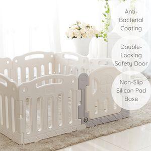[Ready Stocks] Baby Play Yard With Door Set 10pcs in contemporary Creamy White - 200×140×65cm  (*Mat is sold separately*) Made in Korea 🇰🇷 Play Pen Baby Fence | Safety Certified