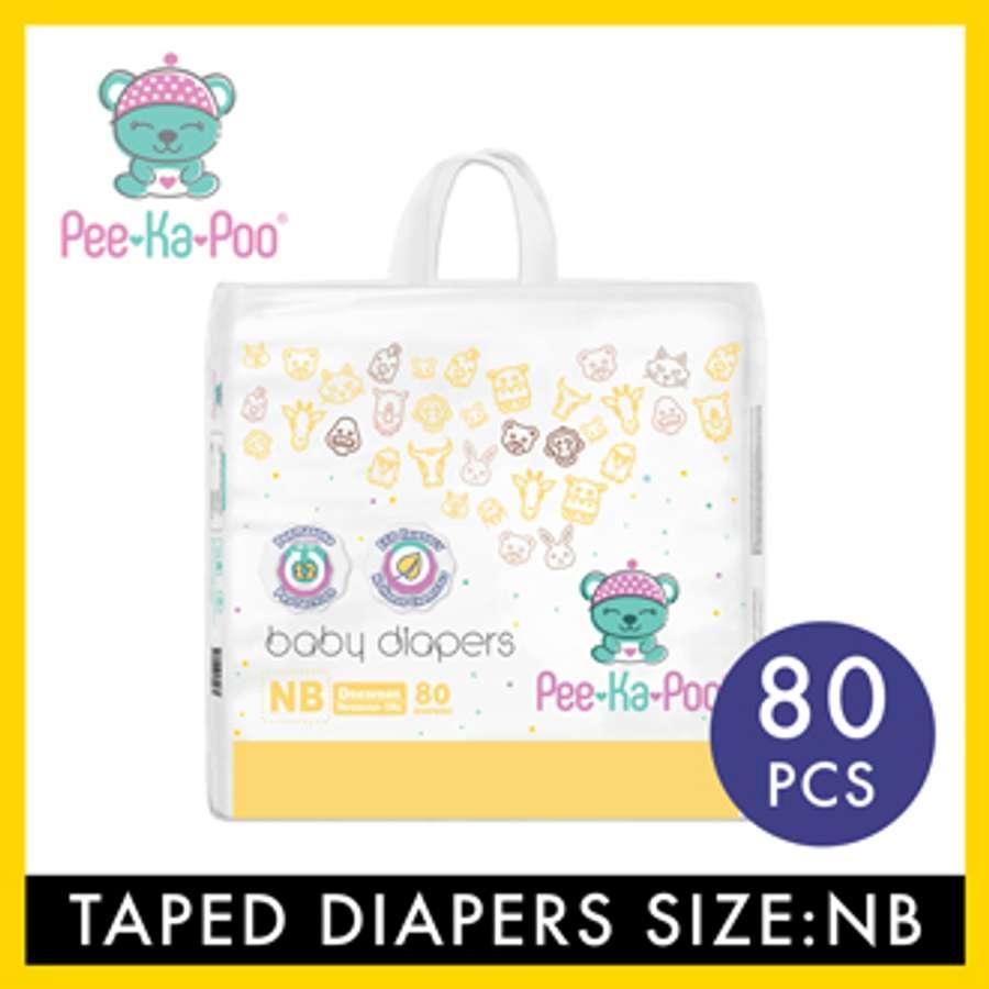 Pee-Ka-Poo Taped Diaper New Born NB (NB-4kg) 80Pcs (1 Packs x 80pcs)
