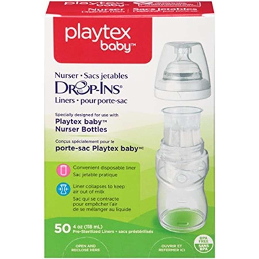 Playtex Baby Nurser Drop-Ins Baby Bottle Disposable Liners， Closer to Breastfeeding， 4 Ounce - 50 Co