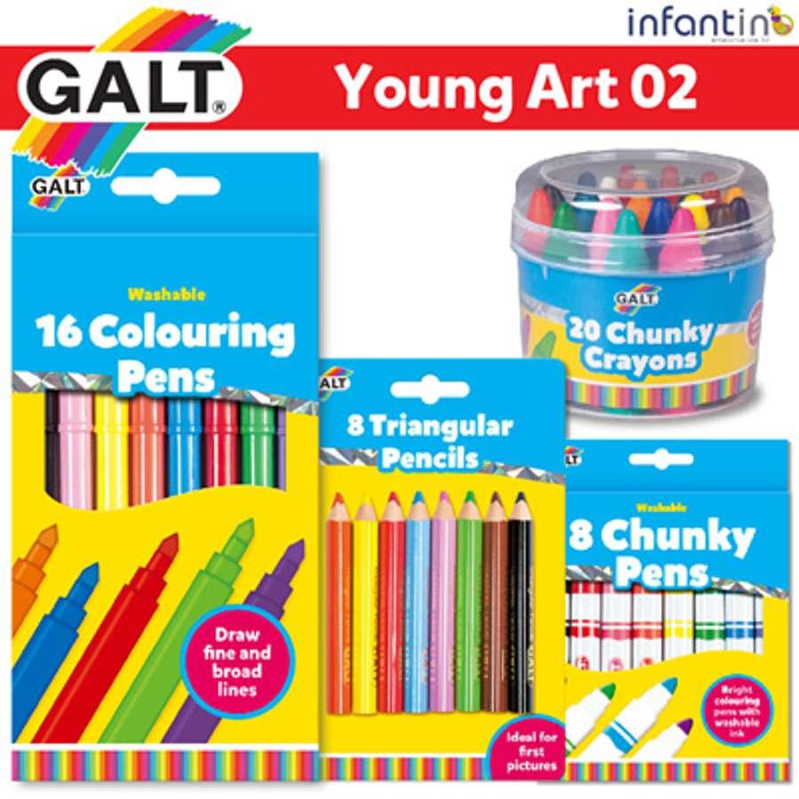 【Galt】Young Art 02 (16 Colouring Pens / 8 Triangular Pencils / 8 Chunky Pens / ...)