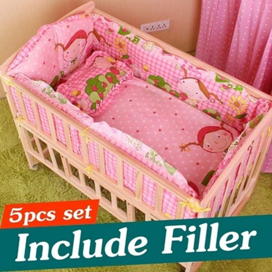 5PCS Newborn Baby Bedding Set Baby Crib Bedding Set With Bumper Baby Crib Bumper Baby Cot Sets Kids