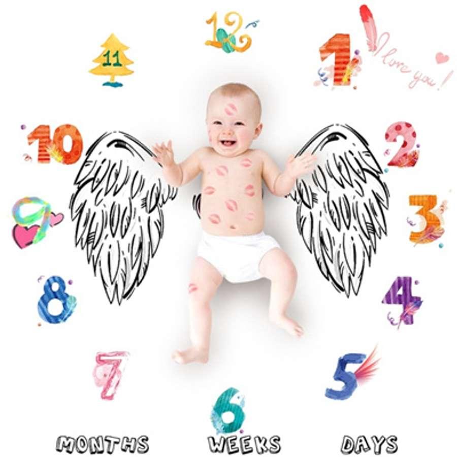 Newborn Milestone Blanket Angel Wings Blanket Baby Photography Prop Shower Giftfree shipping