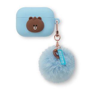 Line Friends PomPom Mini Face Brown Airpods Pro Case and Keyrings Cover Pouch