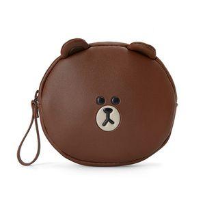 Line Friends Leatherlike Mini Pouch Brown Purse Coin Case Cover Leather like Cosmetics Wallet