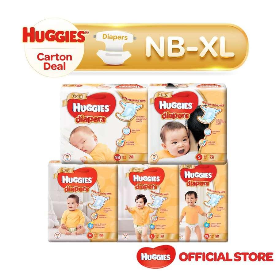 [1 Carton] Huggies Gold Tape Diapers NB-XL