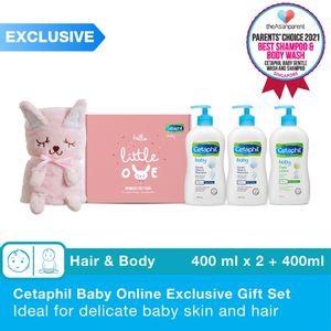 CETAPHIL BABY Exclusive - Wash & Shampoo, 400ml x 2 + Lotion 400ml + Rabbit Blanket