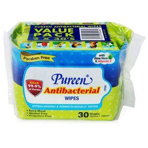 Pureen Antibacterial Wipes 2x30's x 4