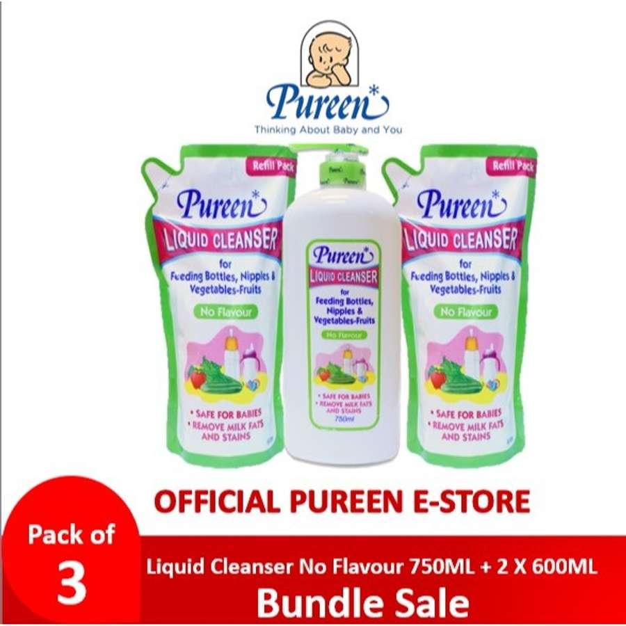 [Bundle of 3] Pureen Liquid Cleanser No Flavour 750ml and 2x600ml Bundle Sale