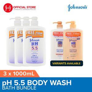 [Bundle of 3] Johnson's pH5.5 Body Wash Shower Gel 1L (Honey, Almond Oil, Moisturizer 2 in 1)
