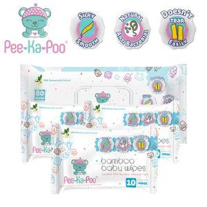 Peekapoo Diaper [Sample Pack] - [1 x 80 pcs or 3 x 10pcs - Wet Wipes] Pee-Ka-Poo Baby Wet Wipes with Honeysuckle Extract