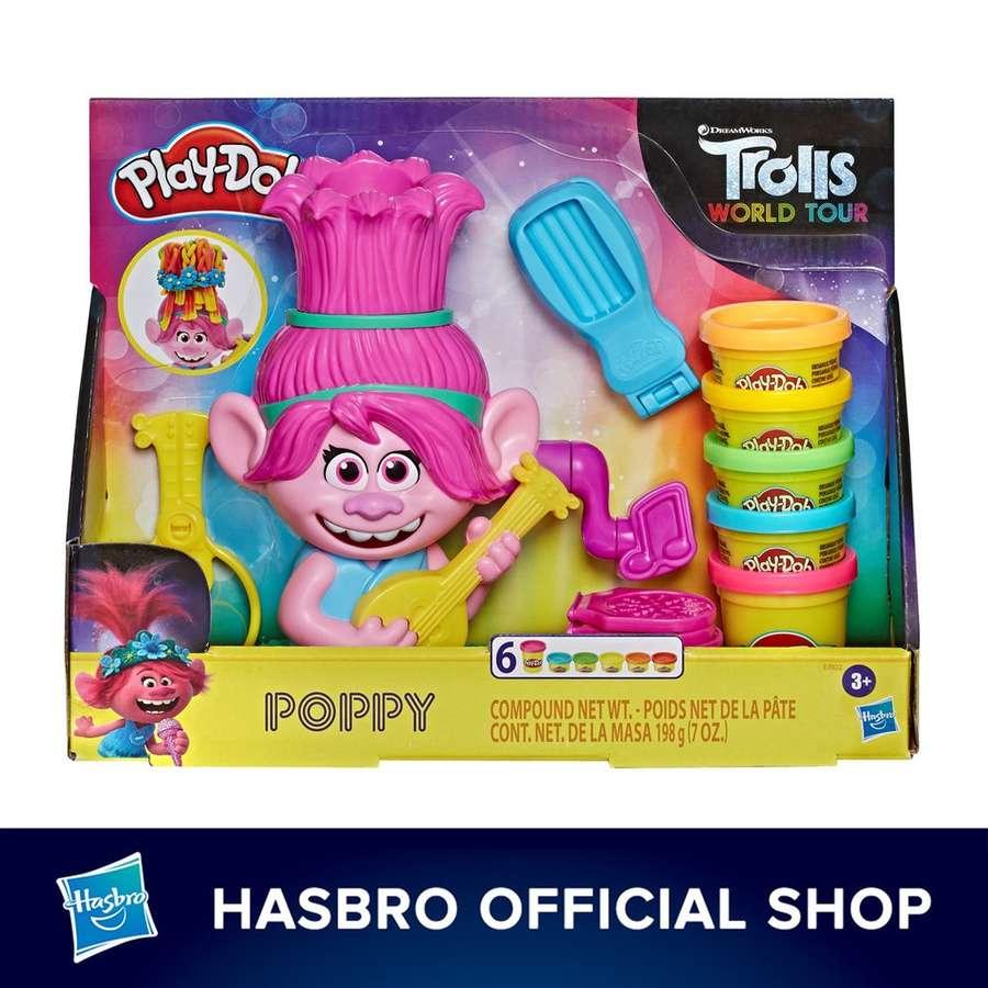 Play-Doh Trolls World Tour Rainbow Hair Poppy Styling Toy for Kids 3 Years and Up with 6 Non-Toxic Play-Doh Colors