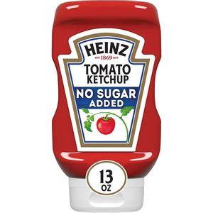 Heinz No Sugar Added Tomato Ketchup, 13 oz Bottle (Pack of 6) (INSTOCKS)