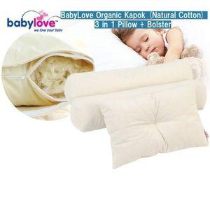BabyLove Organic Kapok (Natural Cotton) 3 in 1 Pillow & Bolsters Set + Free Pillow Case & 2 Bolster Cases (6 Designs Available)