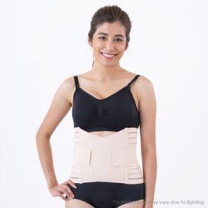 Shapee Shapewear Belly Wrap Plus+ Post Birth Partum Abdominal Binder for Compression, Supports Natural Birth or C-Sect (Size M/L Beige)