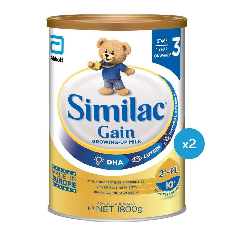 [Bundle of 2] Similac® Stage 3 Gain Growing-Up Baby Milk Powder Formula 2'-FL 1.8kg (1 year onwards)