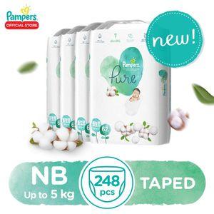 Pampers Pure Protection Taped - NB62x4packs - 248 pcs - New Born Diapers (Up to 5kg)