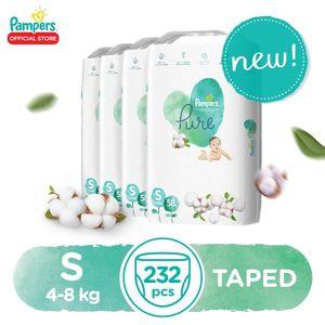 Pampers Pure Protection Taped - S58x4packs - 232 pcs - Small Diapers (4 - 8kg)