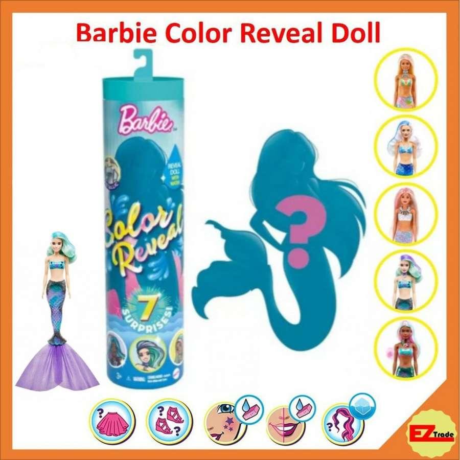 Mattel Barbie Color Reveal Doll with 7 Surprise: Water Reveals Doll’s Look & Creates Color Change on Face & Hair