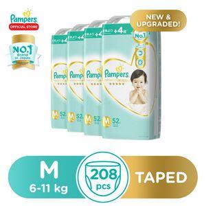 NEW Pampers Premium Care Tape M52x4 - 208 pcs - Medium Baby Diaper (6-11kg) [+16pcs]