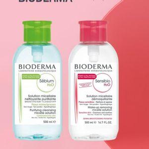 Hot - Bioderma Sensibio/Sebium  H2O Micellar Wate 100ml/500ml/ with Pump  Pembersih Make Up ✔