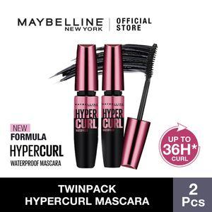Maybelline Volum Express Hypercurl Waterproof Mascara Make Up - Black [Twinpack]