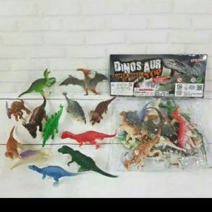 mainan dinosaurus karet 12pcs dunia dinosaur world - dinosaur super