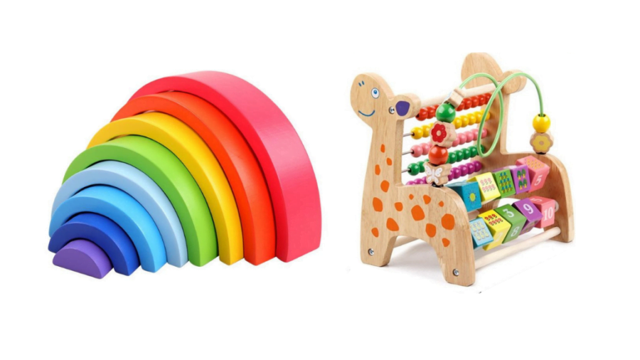 Rainbow Stacking Set and Deer Calculate Beads 