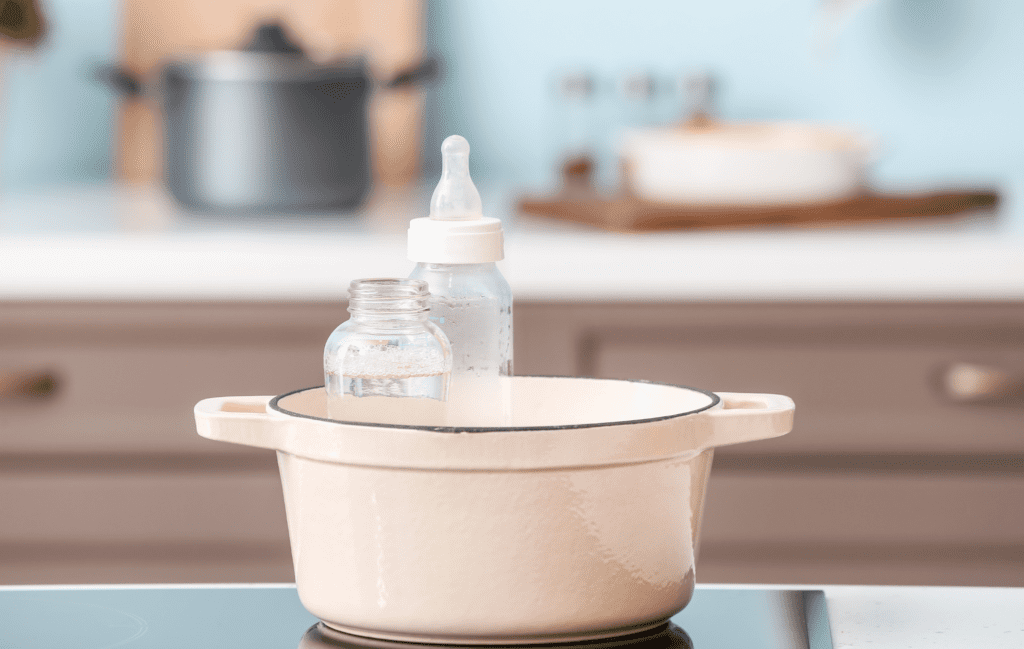Sterilizing the baby’s bottle