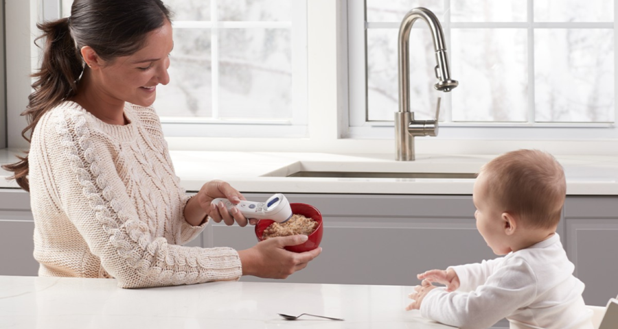 Moms can take food temperatures easily with the Braun No touch + forehead thermometer