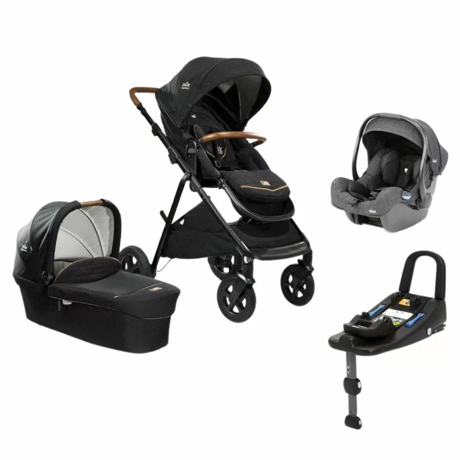 Joie Aeria Stroller with cot, car seat, and adapter