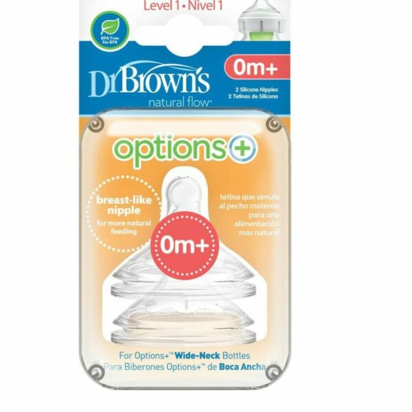 Dr. Brown’s Options+ Wide Neck Silicone Nipple Dot Bottle Susu Level 1