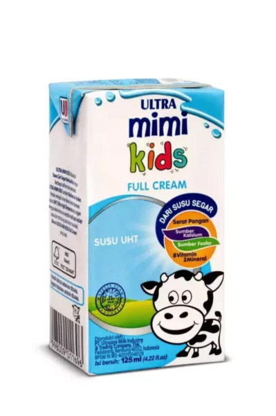 Susu UHT plain untuk bayi: Ultra Mimi Kids Full Cream 125 ml