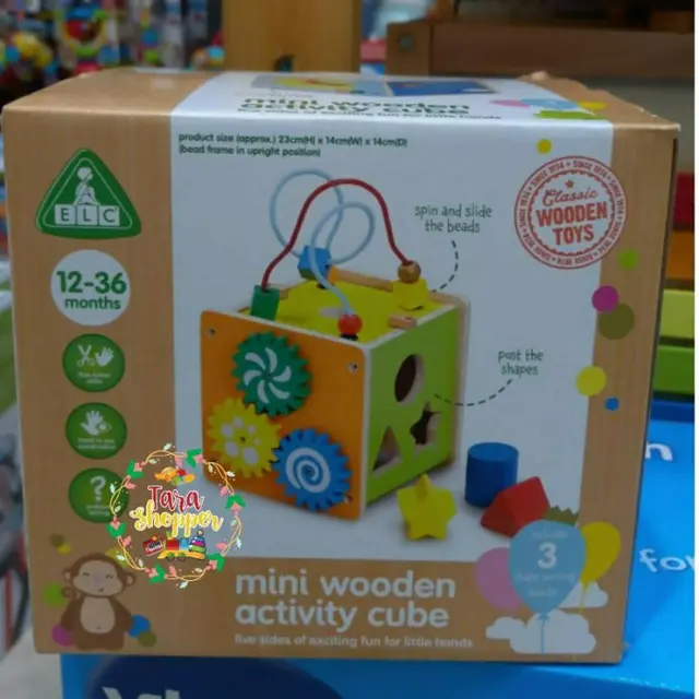 ELC Wooden Mini Activity Cube Mainan Motorik Bayi