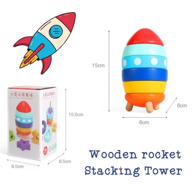 Mainan Montessori Wooden Stacking Tower