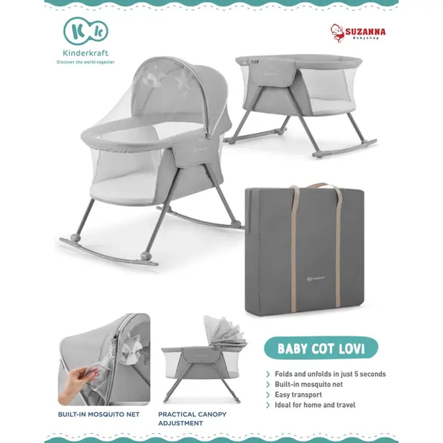 Kinderkraft Baby Cot Lovi 3 in 1