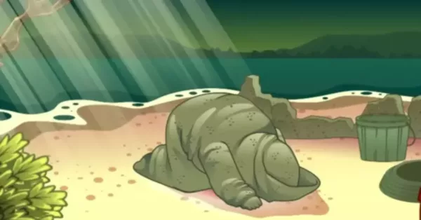 Ilustrasi tubuh Malin Kundang yang berubah jadi batu dalam dongeng Malin Kundang. Sumber Foto: YouTube/Riri Cerita Anak Interaktif